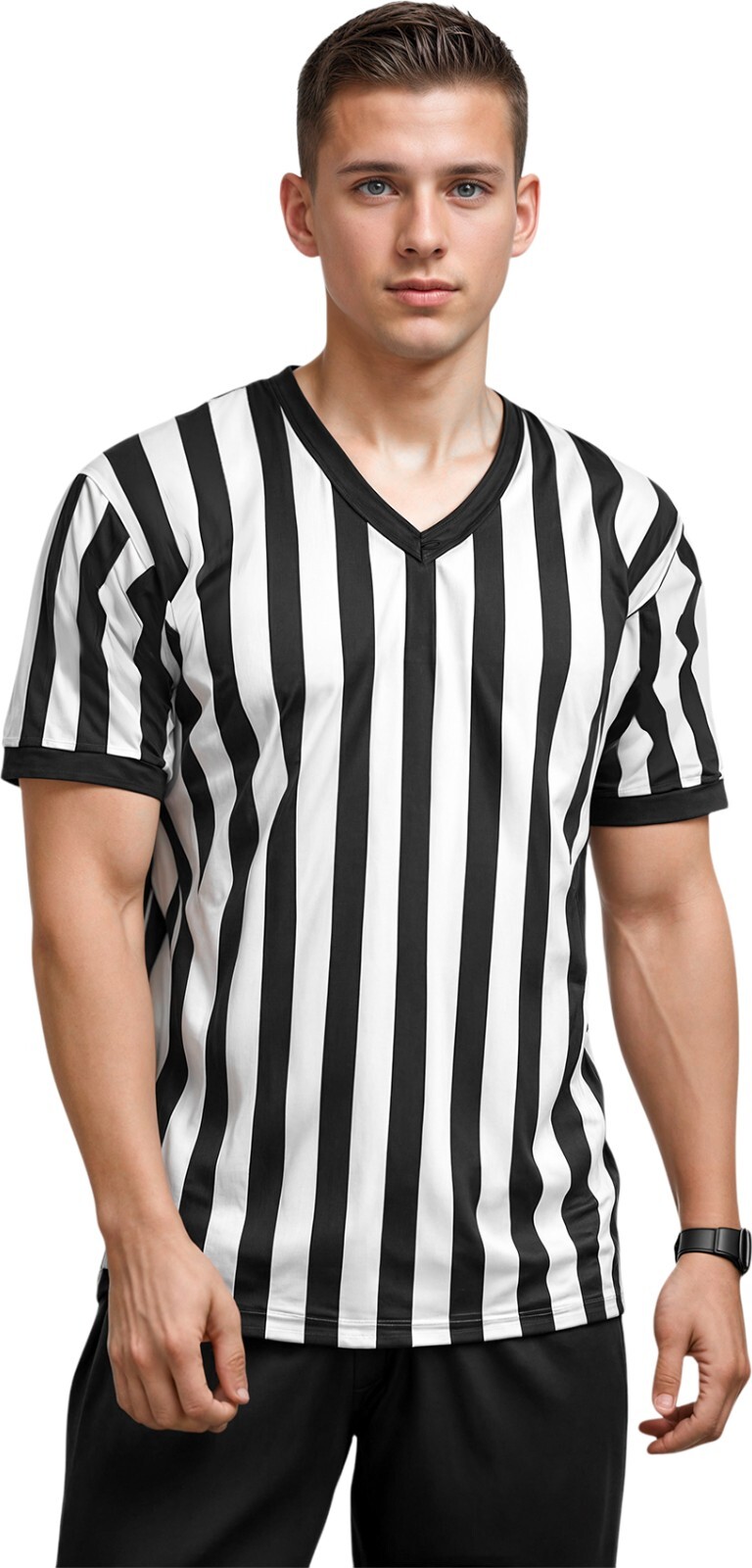Exxact Sports Referee Shirt Men, Athletic Fit Basketball Referee Shirt for Sport