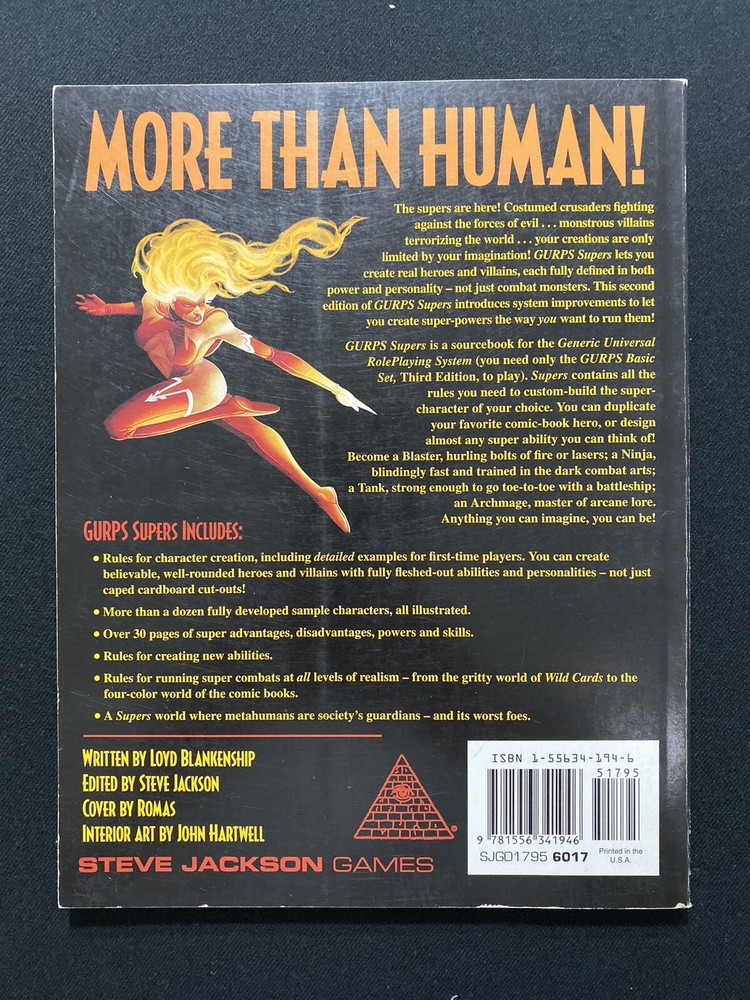 Steve Jackson Games Gurps Supers Second Edition Unused