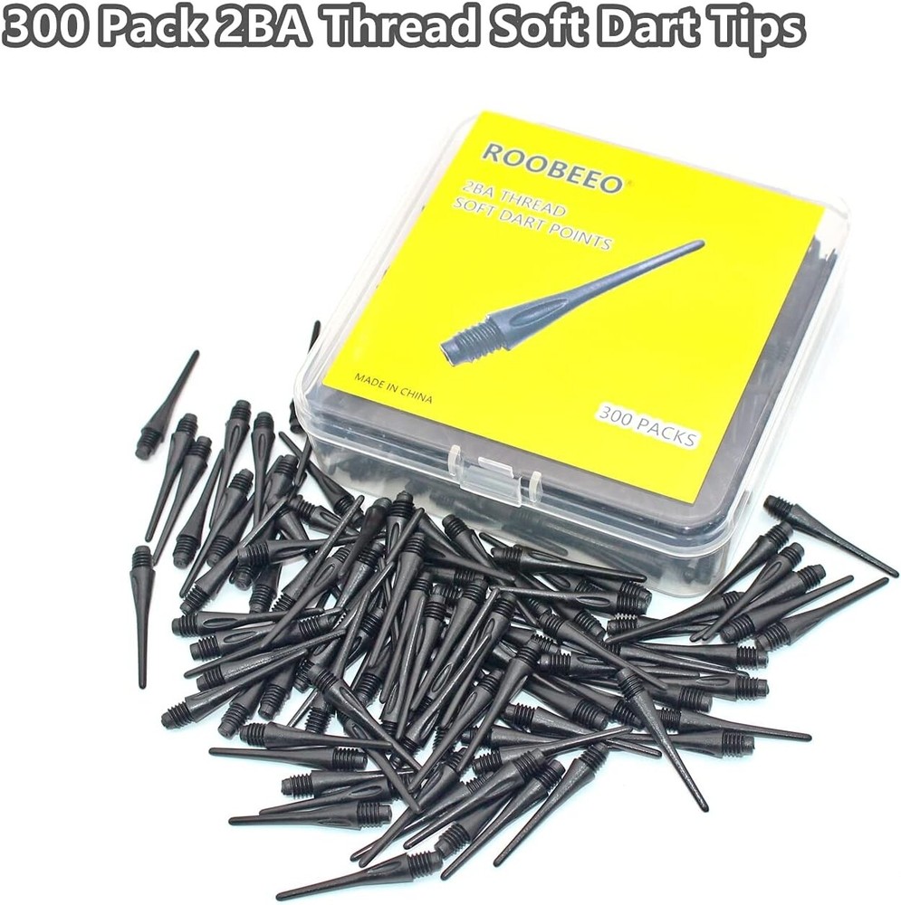 High-Quality 300 Pack Soft Dart Tips - 2BA Compatible for Easy Replacement