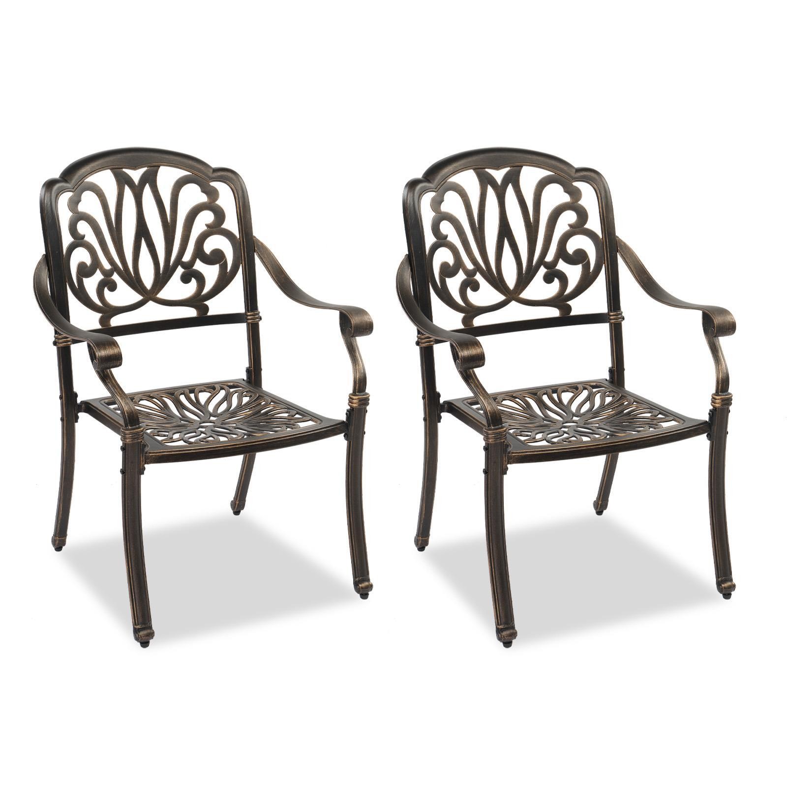 2PCS Cast Aluminum Patio Chair Bistro Dining Chair Outdoor Cast Aluminum Chair