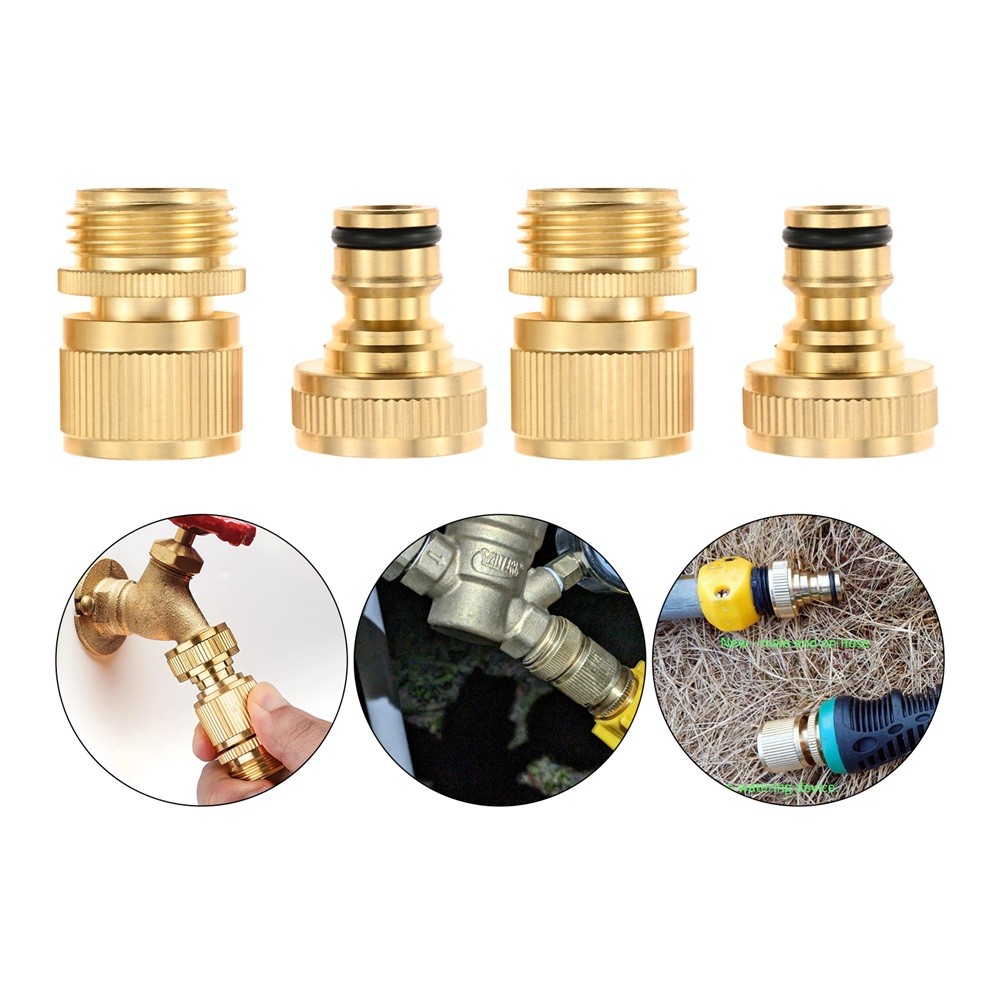 2Pack Garden Hose Quick Connector Solid Brass 3/4 inch GHT Quick Connect Release