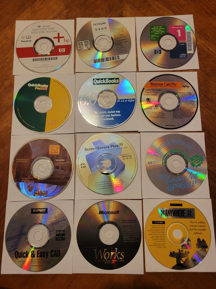 12 - Vintage Computer PC CD-ROM Software Loose Discs - Microsoft Quickbooks More