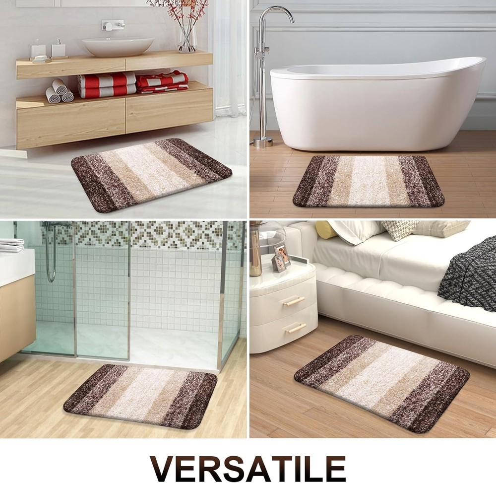 Soft Microfiber Bathroom Runner Rug - Brown