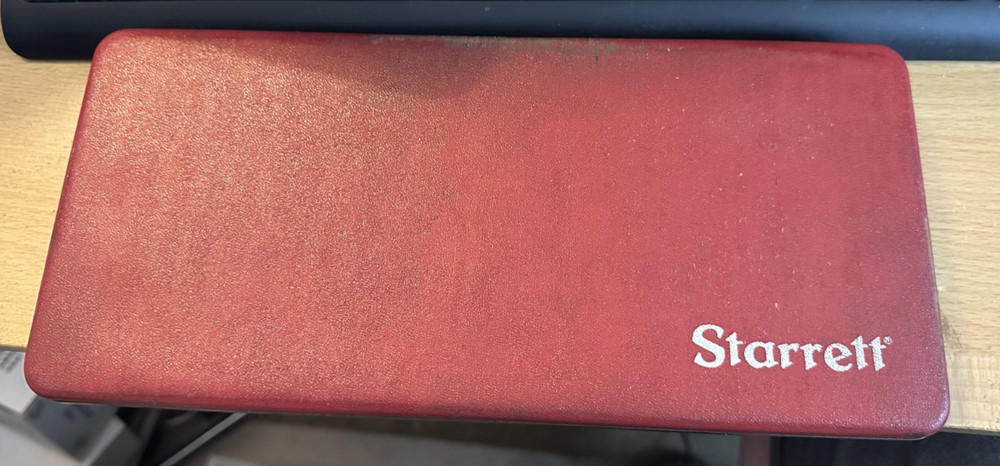 USED STARRETT #124BZ 2"-12" .001" SOLID-ROD INSIDE MICROMETER W/CASE & PAPERS