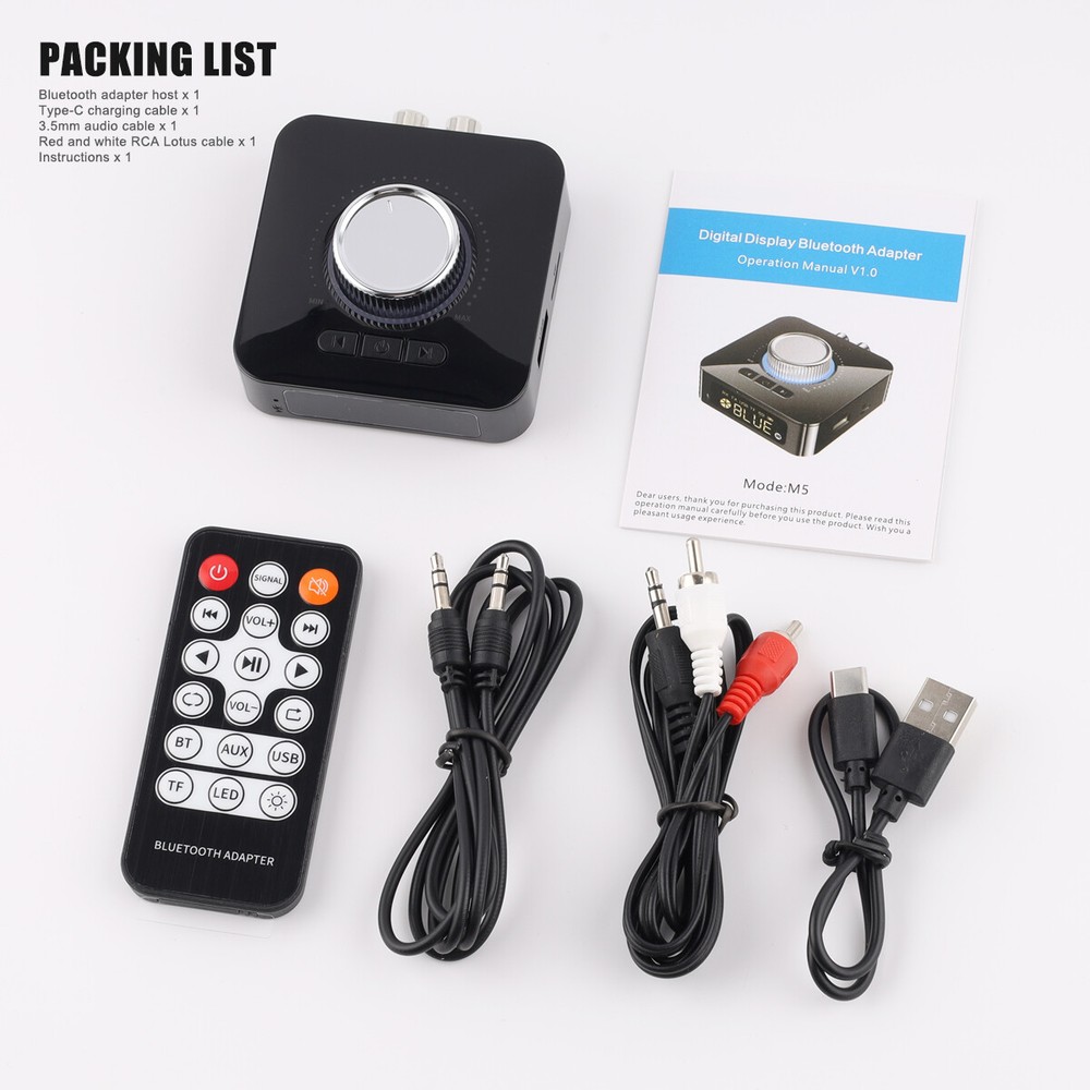 LED Digital Bluetooth 5.0 Receiver Transmitter Stereo AUX RCA USB Audio Adapter