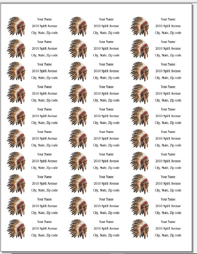 150 Native American Indian Chief Mailing Return Address Labels Personalized