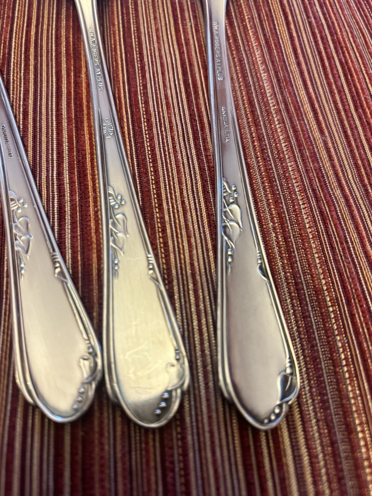 WM Rogers A1 Plus Oneida LTD Silverplate Meadowbrook Serving Spoons & Fork Pie