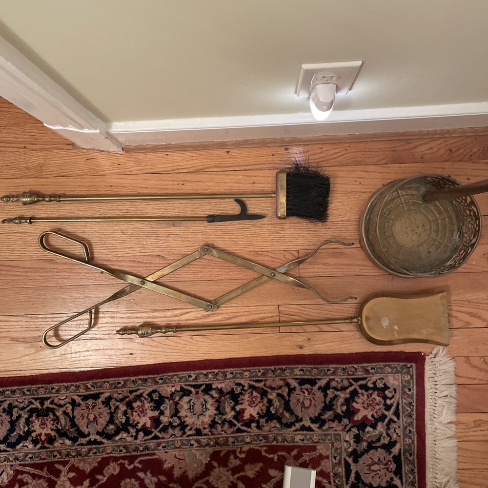 Brass Fireplace Tool Set Five Pieces