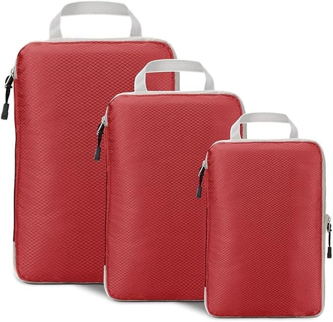 3 Set Compression Packing Cubes with Handle Travel Essential for Suitcases Ny...