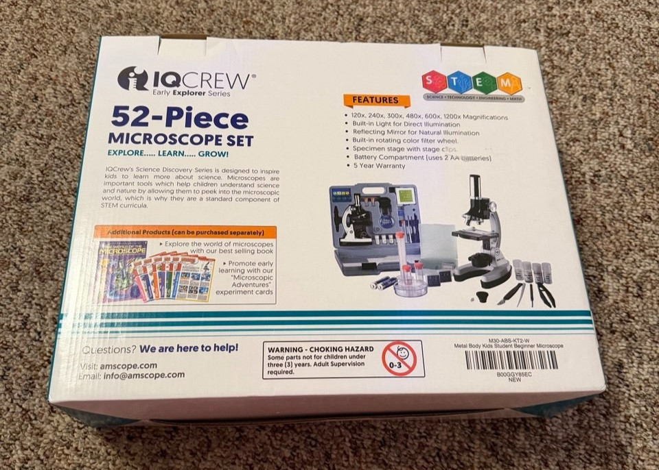 IQCREW 52-Piece Microscope Set - Early Explorer Series - Ages 8+ (tr)