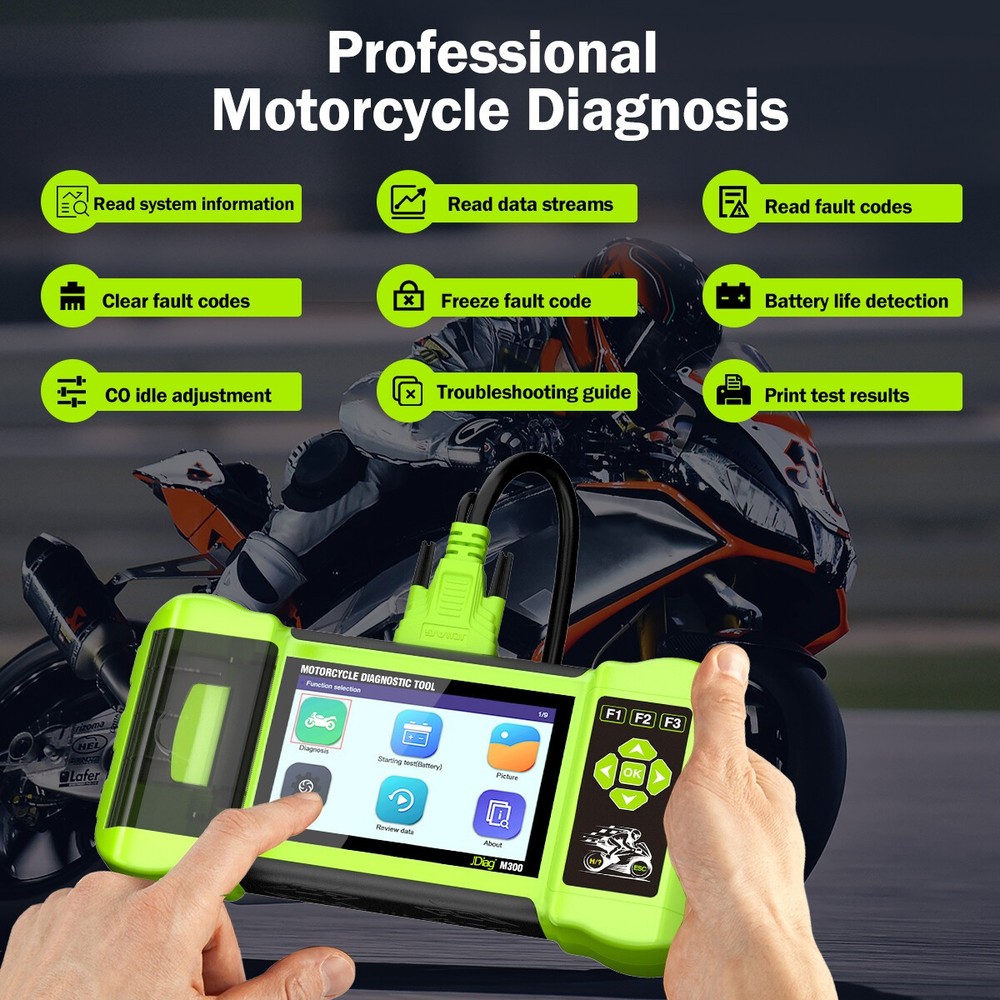US M300 Scanner OBD2 Motorcycle All System Diagnostic Fault Code Reader 2026