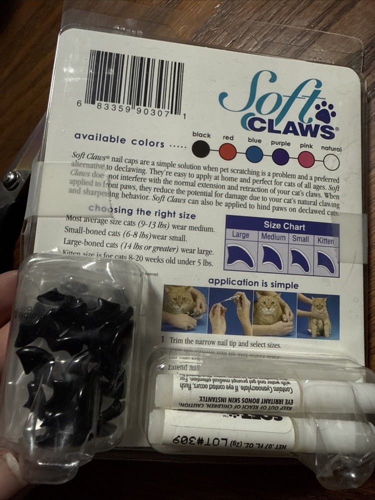 Soft Claws Cat Nail Covers Medium Black