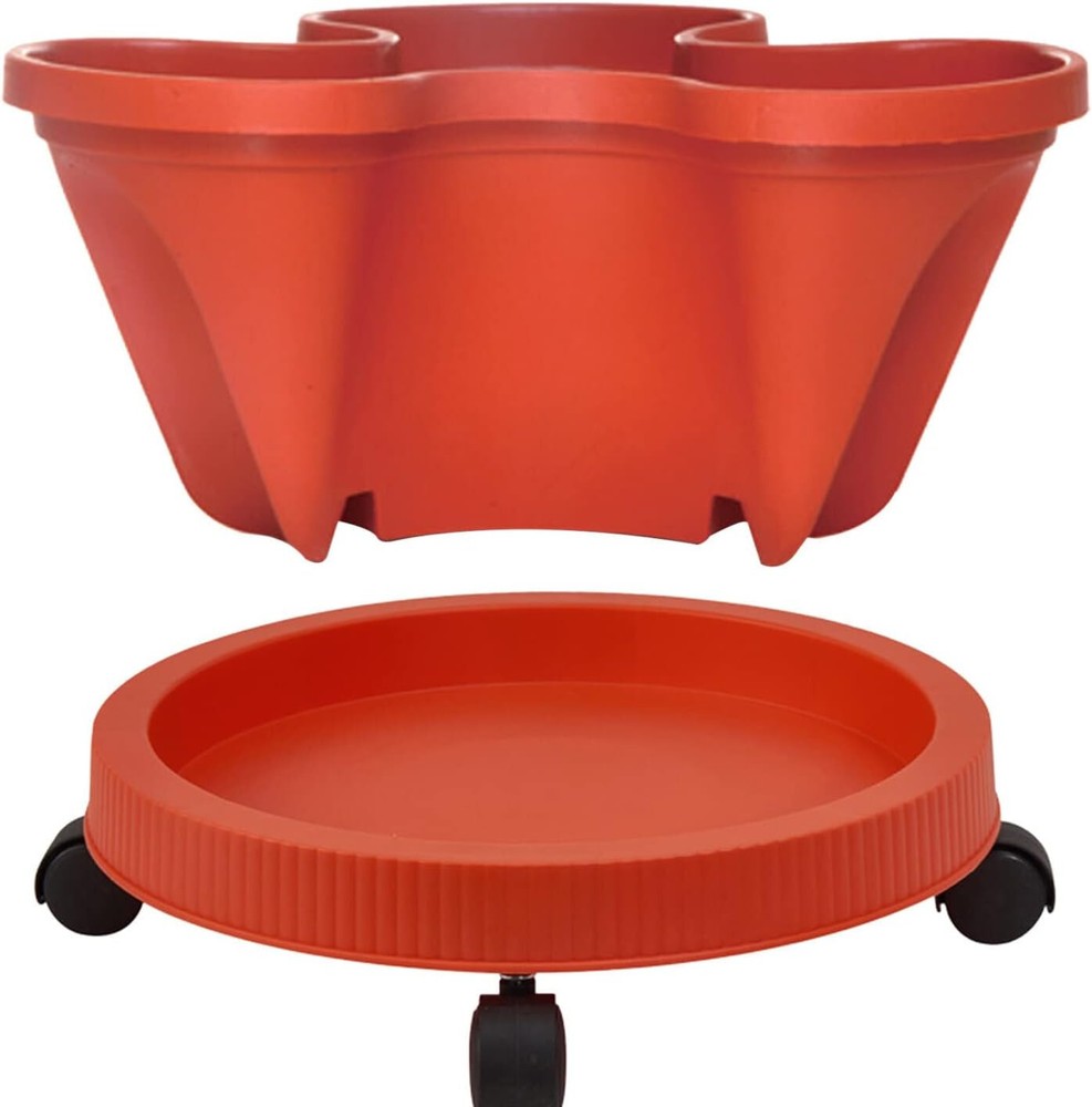 5 Stackable Plastic Strawberry Planter Pot, 1 Base w/Wheels, 1 Shovel, 5 Markers