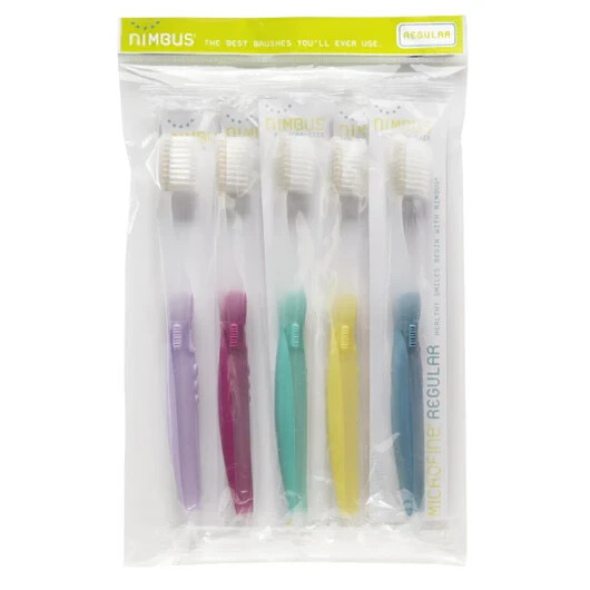 NIMBUS Extra Soft Toothbrushes (Regular Size Head) 5 Pack Assorted Colors