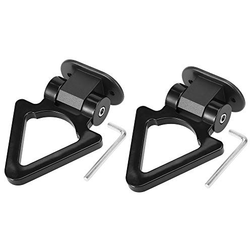 2 Set Universal Triangle Shaped Car Tow Hook Decor Bumper Trailer Black