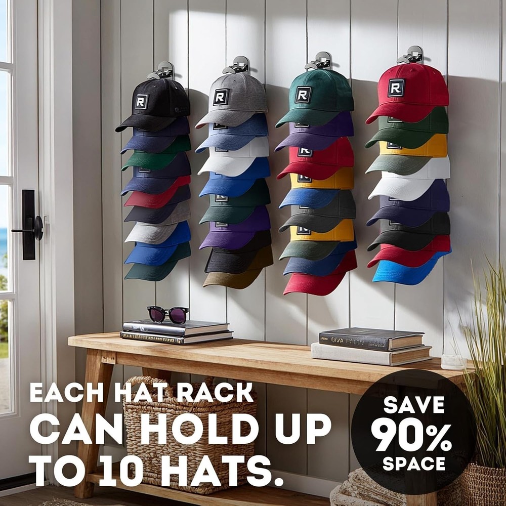 2 Pack Hat Organizer Hat Holder Storage Wall Mount Rack Display