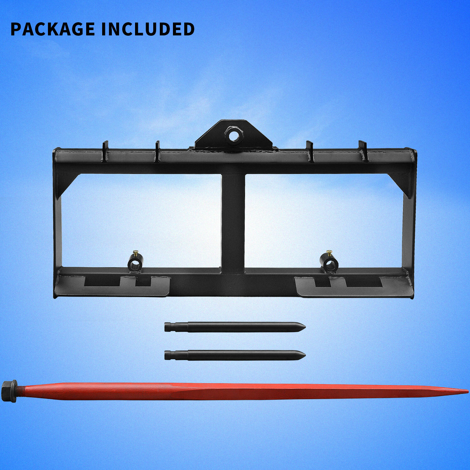 49" Tractor Hay Spear Skid Steer Loader Quick Attach for Bobcat Tractor 3000 LBS