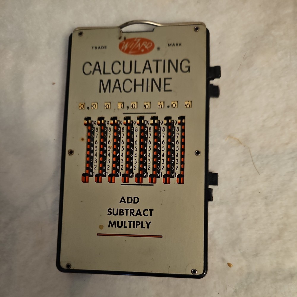 Vintage Wizard Calculations Machine w/ Instructions Add Subtract Multiply Divide