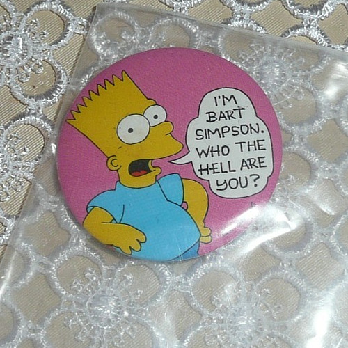1990 The Simpsons Bart Simpson 1.75" Pinback Button 90's
