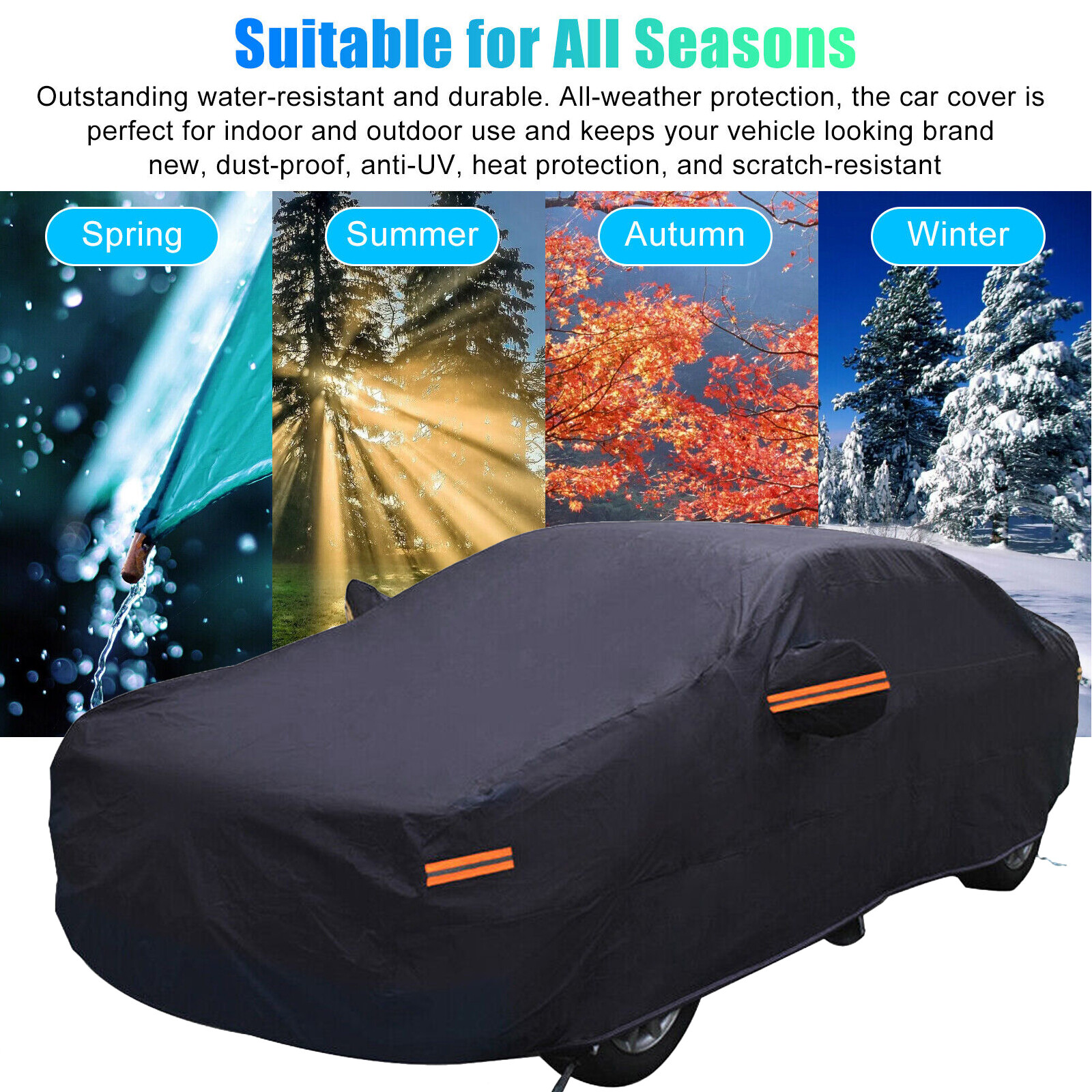 Heavy Duty Waterproof Full Car Cover All Weather Protection Outdoor Dustproof