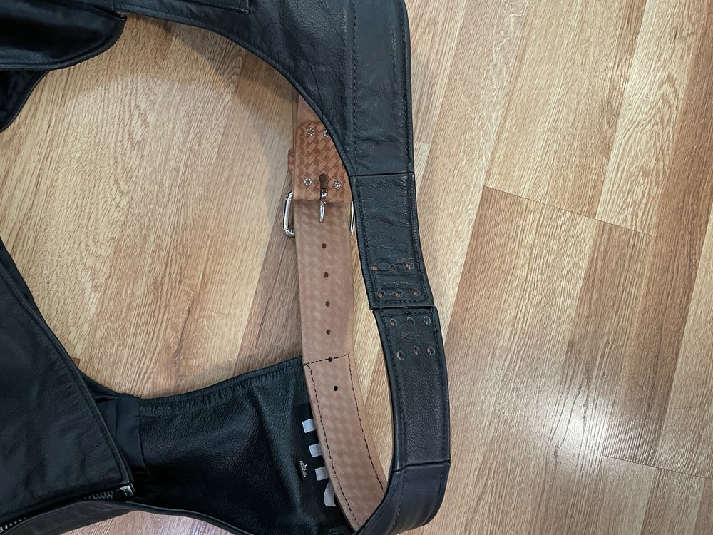 FMC Leather Chaps, Size Large! Modified Belt! Nice!