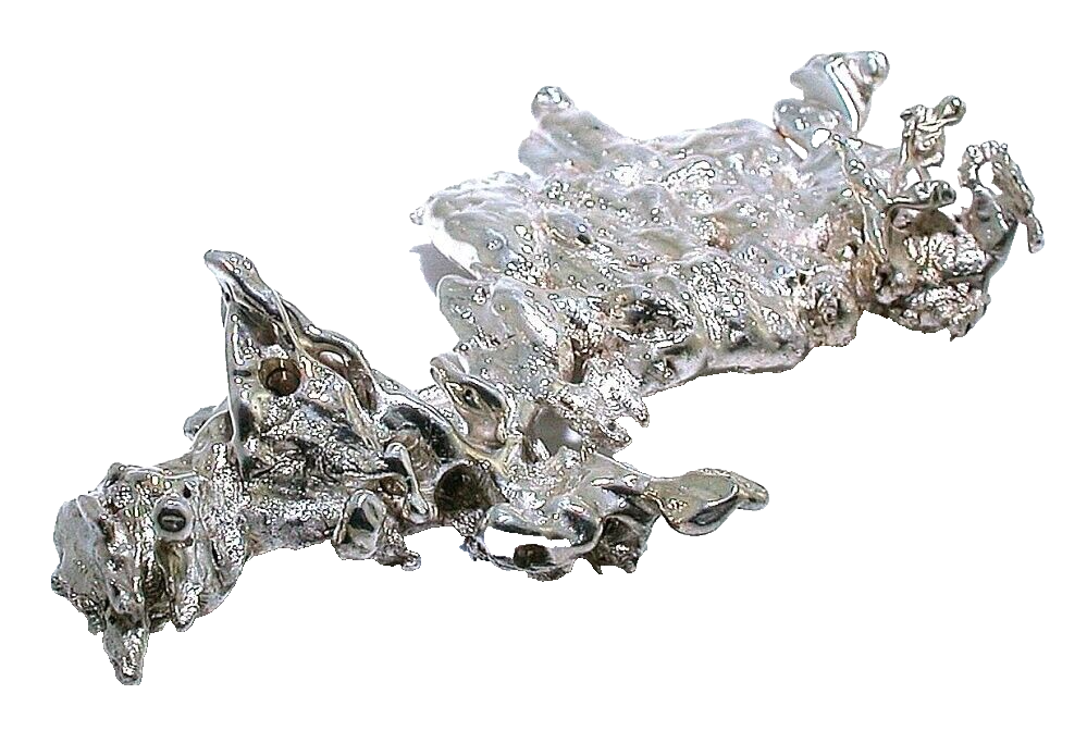 135.4 Grams 3.07 Ounce 3 4/5 x 2 2/3 Inch Casted Solid Silver Nugget EBS1373F
