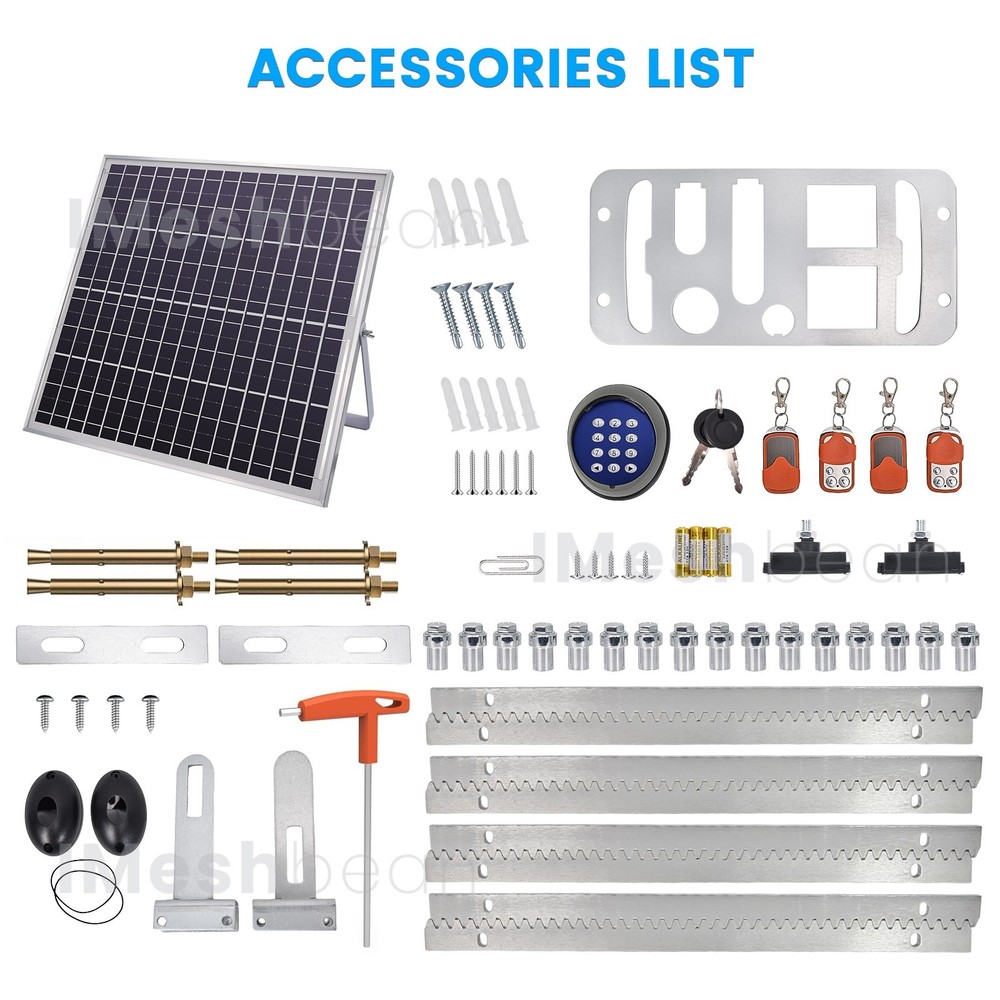 1800LBS Automatic Sliding Gate Opener Rack Driven APP+Keypad+4 Remote Controls