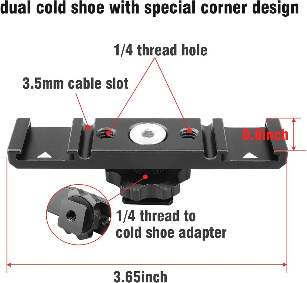 Dual Cold Shoe Mount Bracket,Chromlives Hot