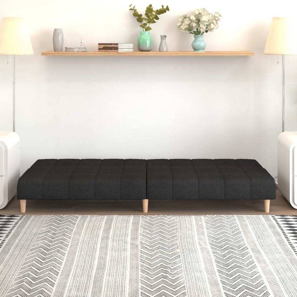 Sofa Bed Black Polyester fabric, Wood, Plastic, Foam 2-Seater