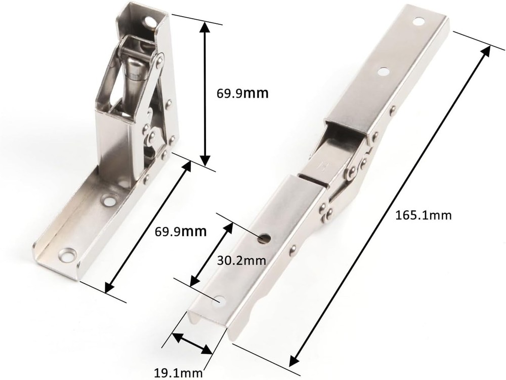 HBL' 4 Pack 90 Degree Folding Hinge Bracket for Pull Down Shelf, Cabinet Drawers