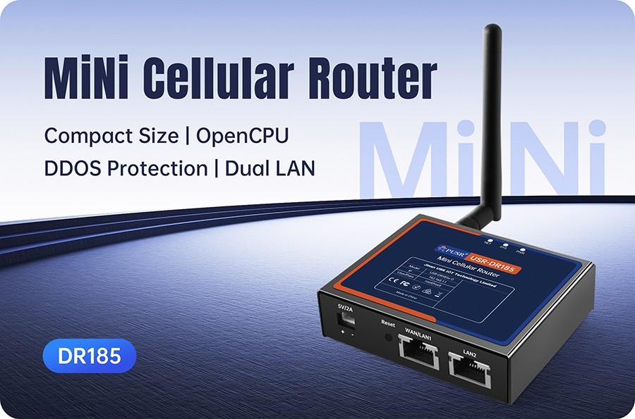 PUSR Mini Cellular Router Dual LAN LTE Cat.1 OpenCPU DDOS Protection USR-DR185