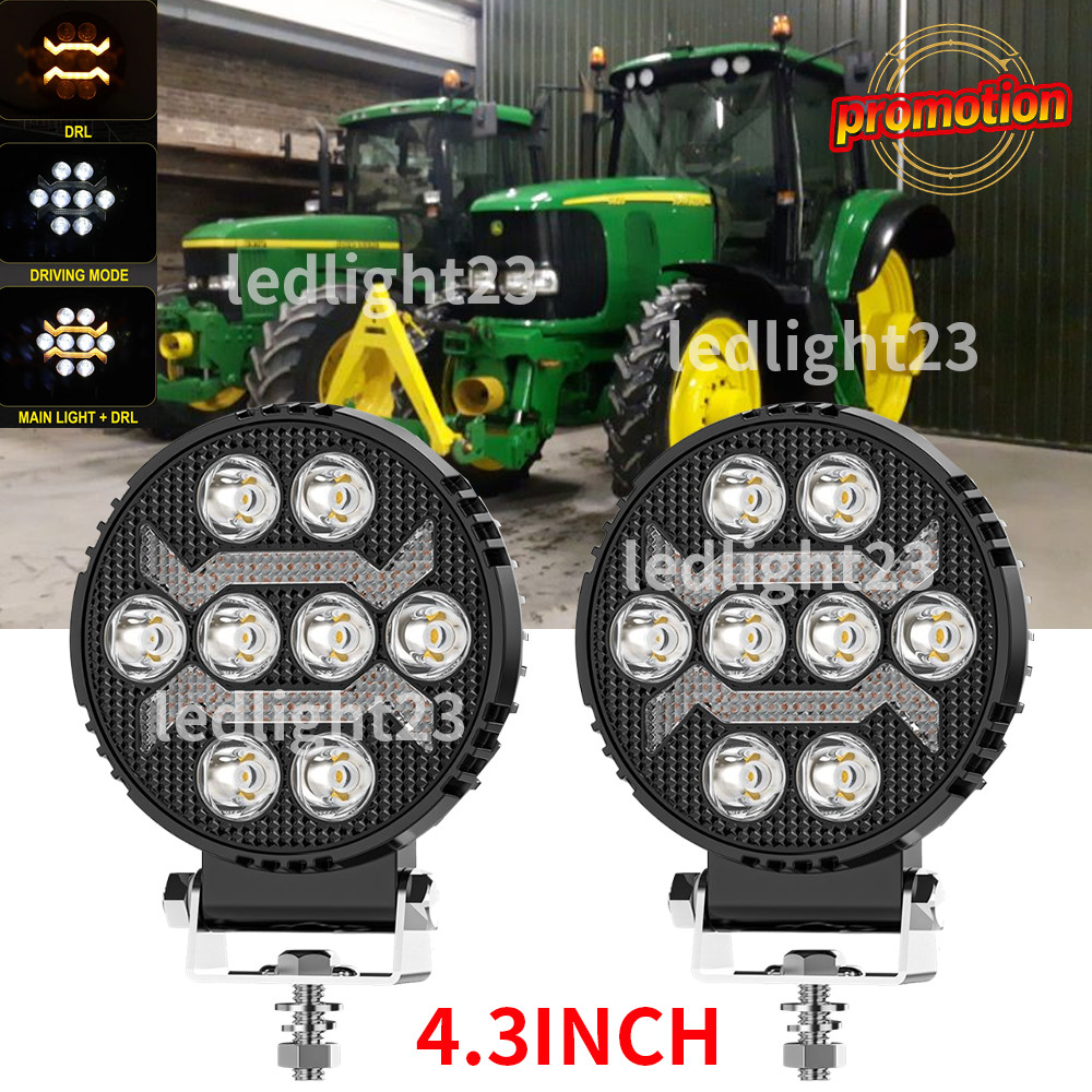 4.3'' round LED Work Light Headlight Fit Case IH John Deere Tractor 6000, 7000
