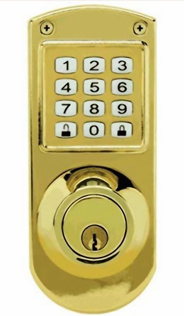 Electronic Keyless Deadbolt System - Bright Brass