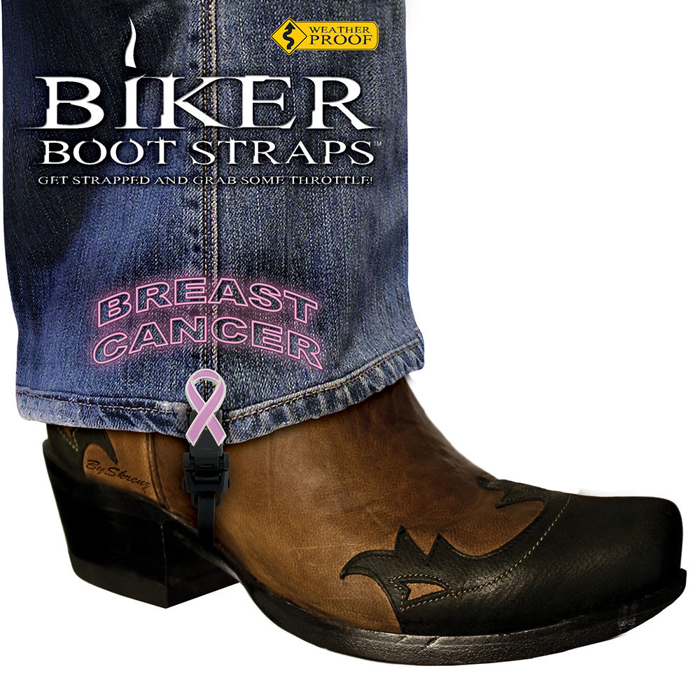 4" Breast Cancer Biker Boot Straps