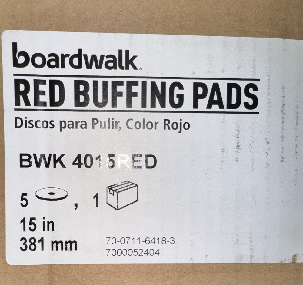 Boardwalk 15 in. Dia Red Buffing Floor Pads (5-Pack)