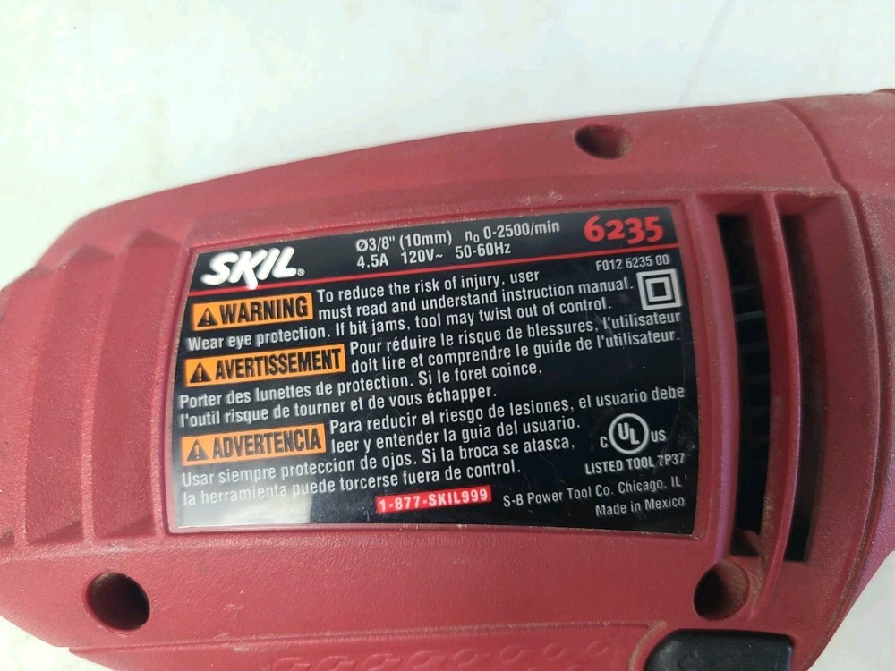 Skil Model 6235 Corded Drill 5amp Variable Speed Keyless 3/8 Chuck (TESTED)