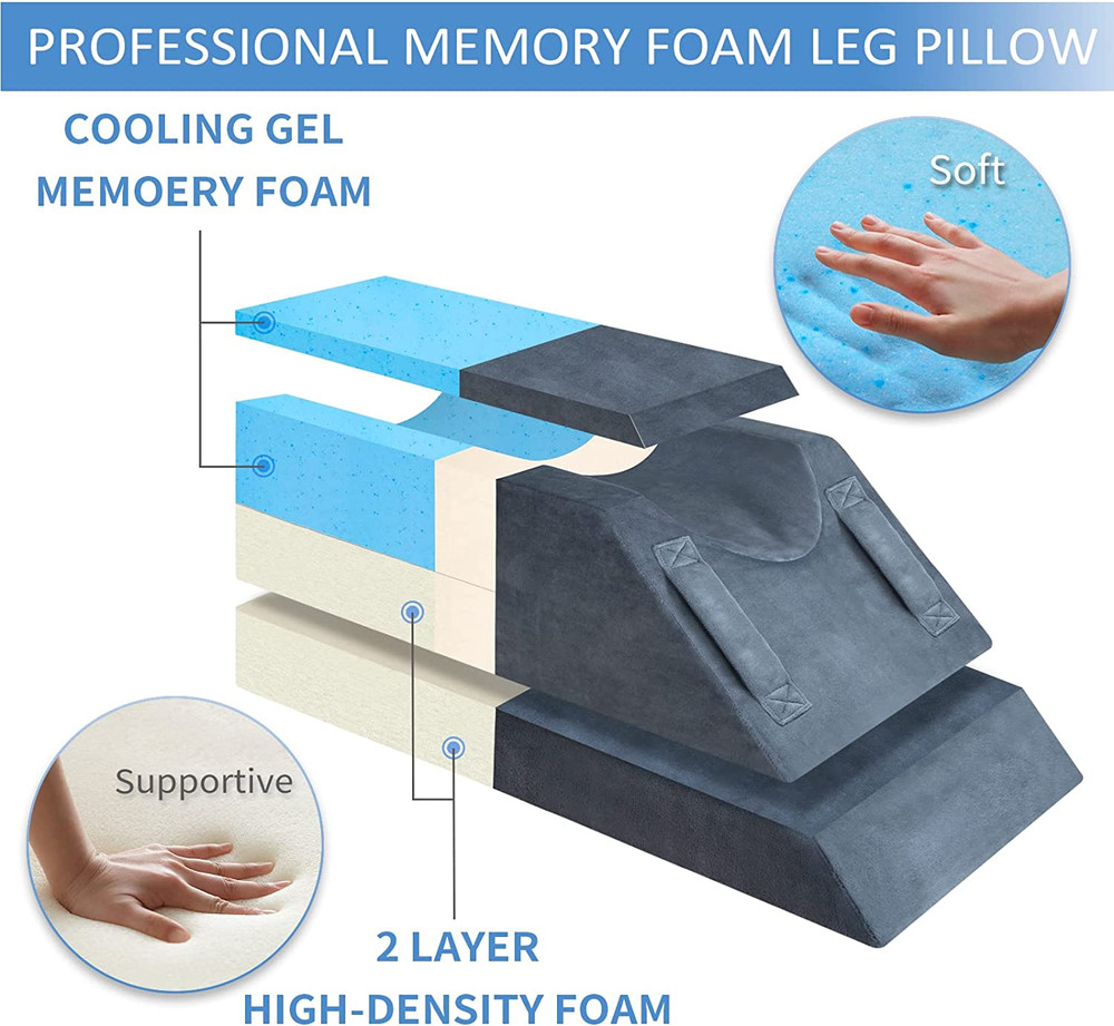 4-Height Adjustable Leg Elevation Pillows for after Surgery, Injuries, or Rest,