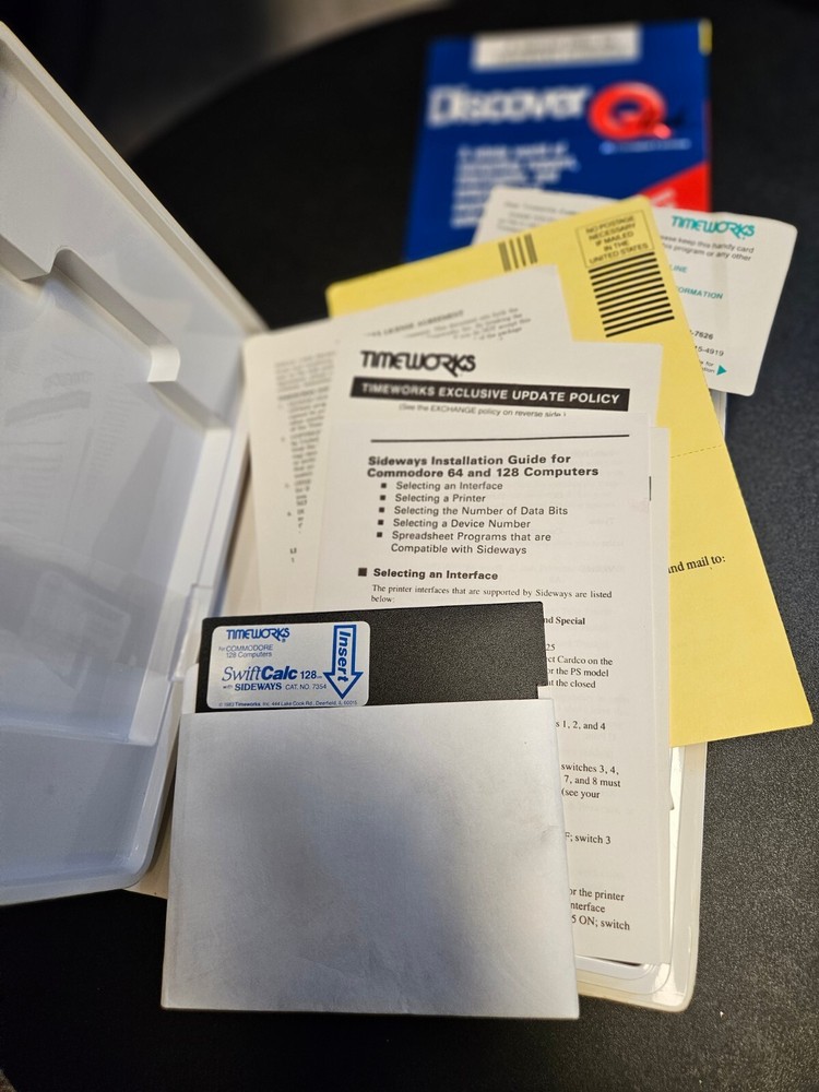 COMMODORE 128 -- SWIFT CALC 128 WITH SIDEWAYS (TIMEWORKS - DISK)