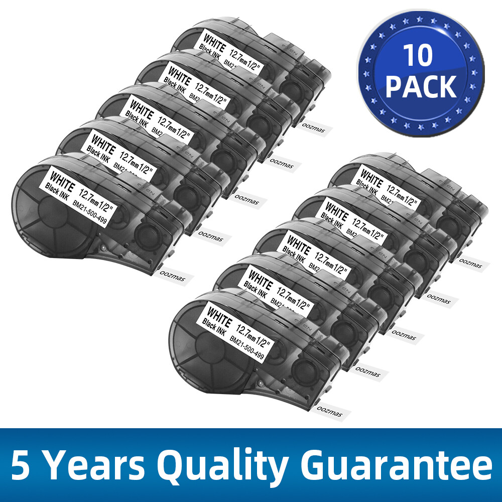 10 Compatible Brady BMP21-PLUS M21-500-499 Nylon Cloth Label Tape Cartridge 1/2"