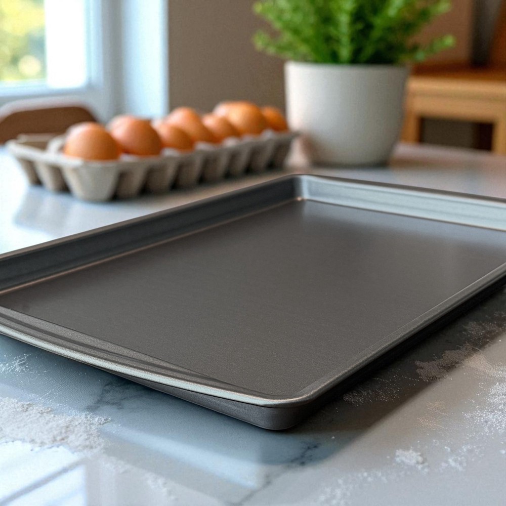 Large Nonstick 17" x 11" Cookie Sheet Baking Pan Cookie Sheet Rectangle Gray