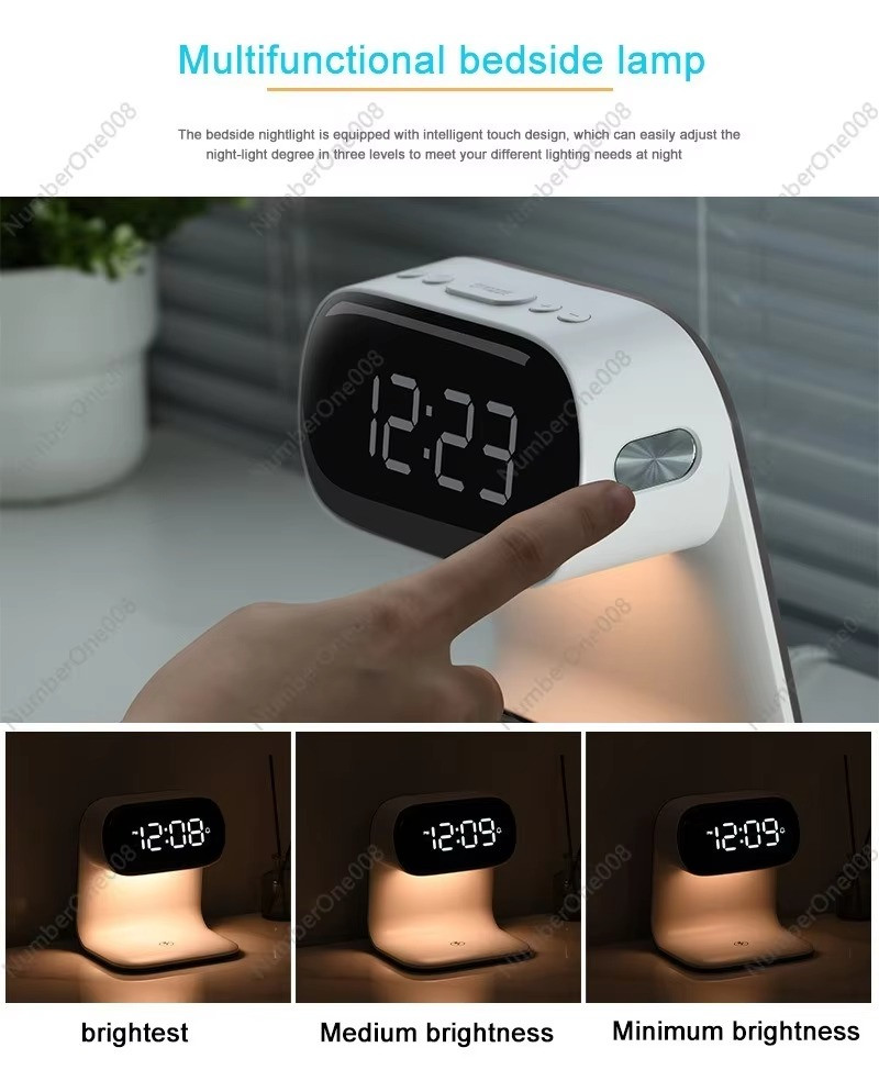 Bedside Lamp with Wireless Charger & Alarm Clock