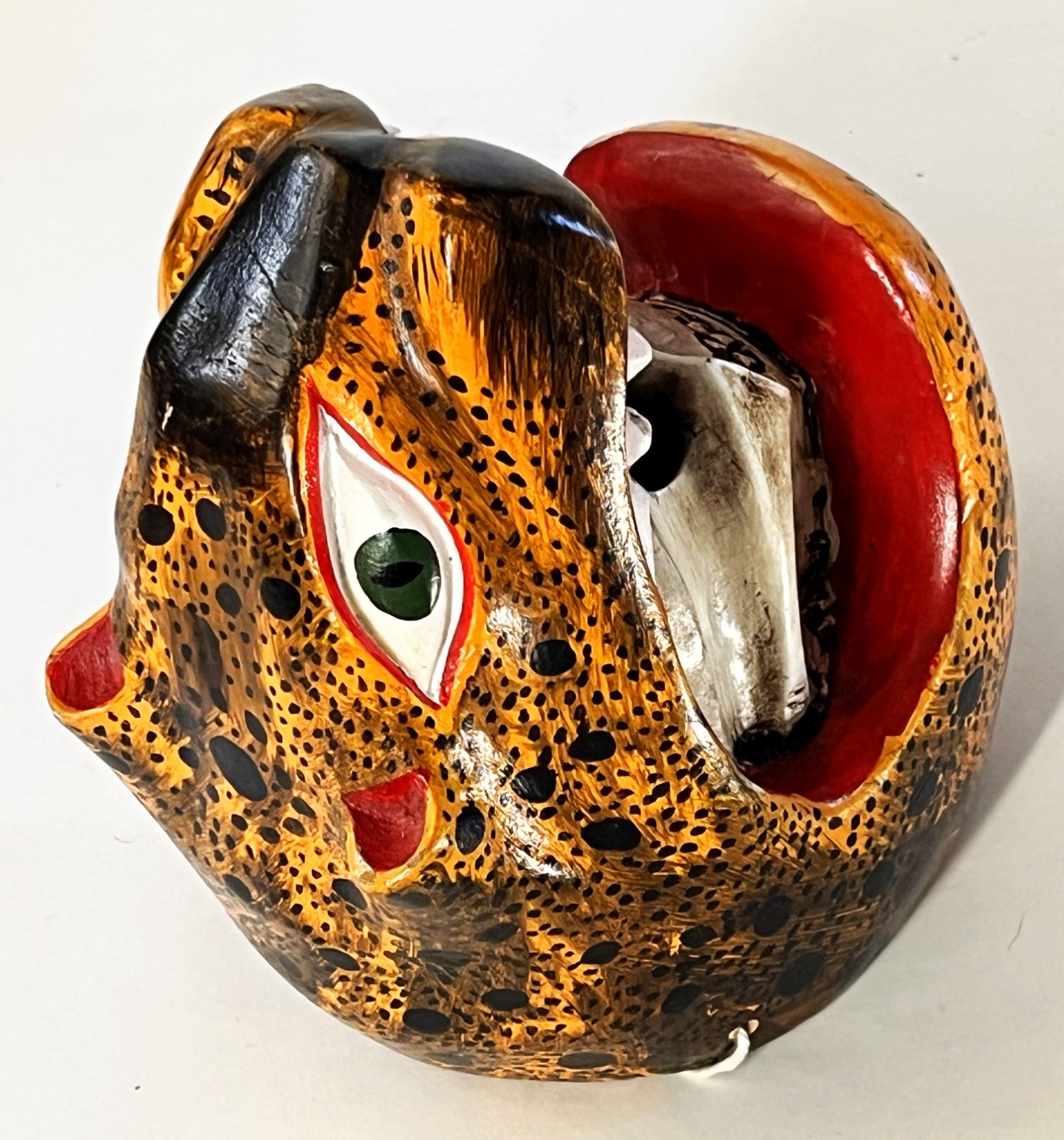 JUAN & FELIPE HORTA TOCUARO MICHOACAN WOOD MASK MEXICAN FOLK ART TIGRE SKULL