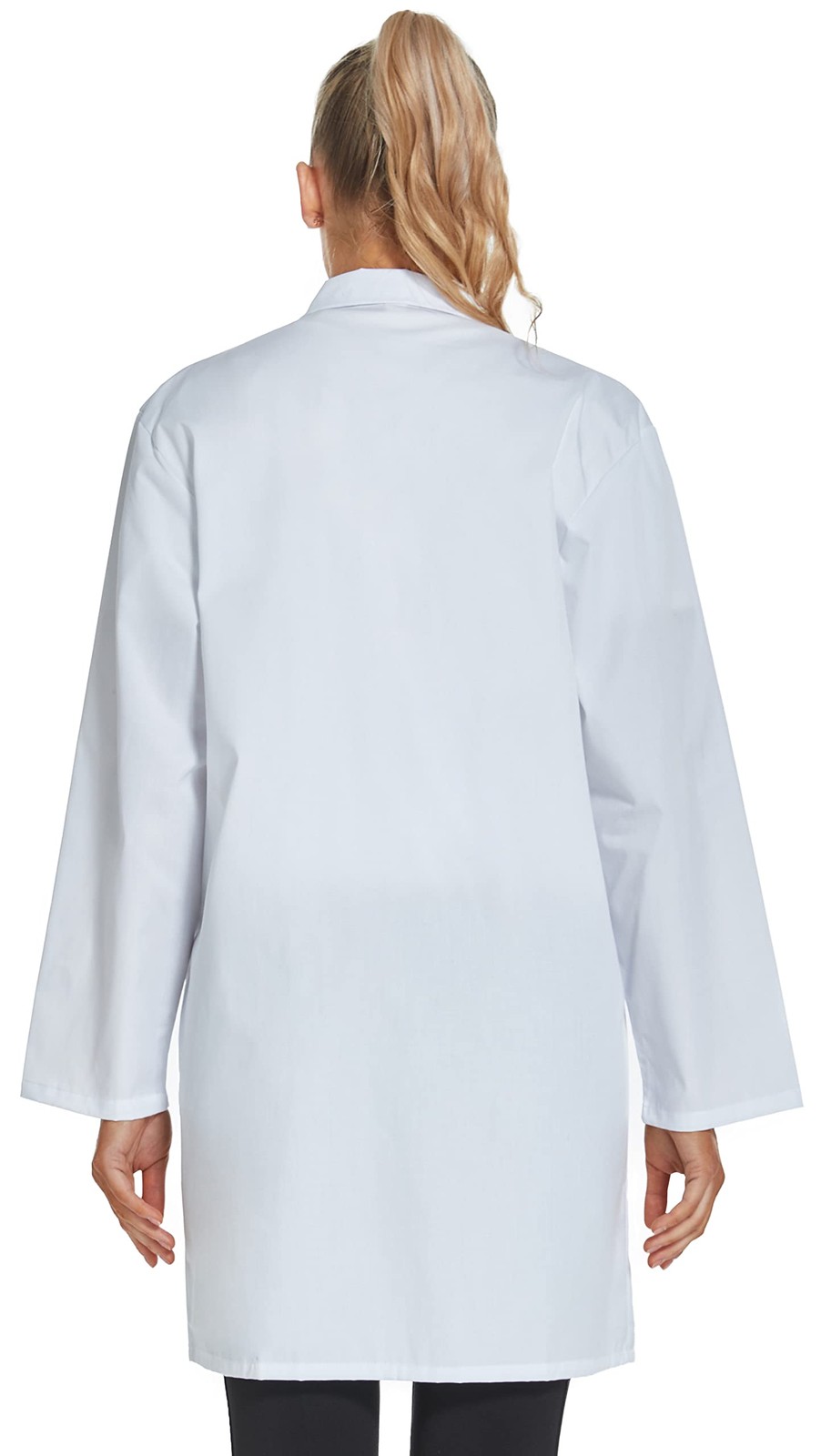 Professional Lab Coat for Women Men Long Sleeve, White, Unisex (Small, White)
