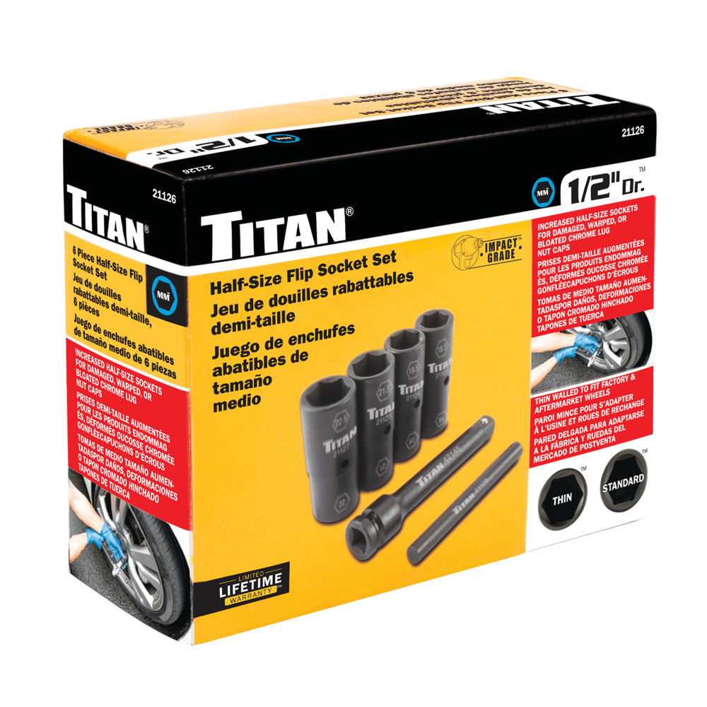 Titan 6 pc. 1/2 in. Drive Half-Size Flip Socket Set