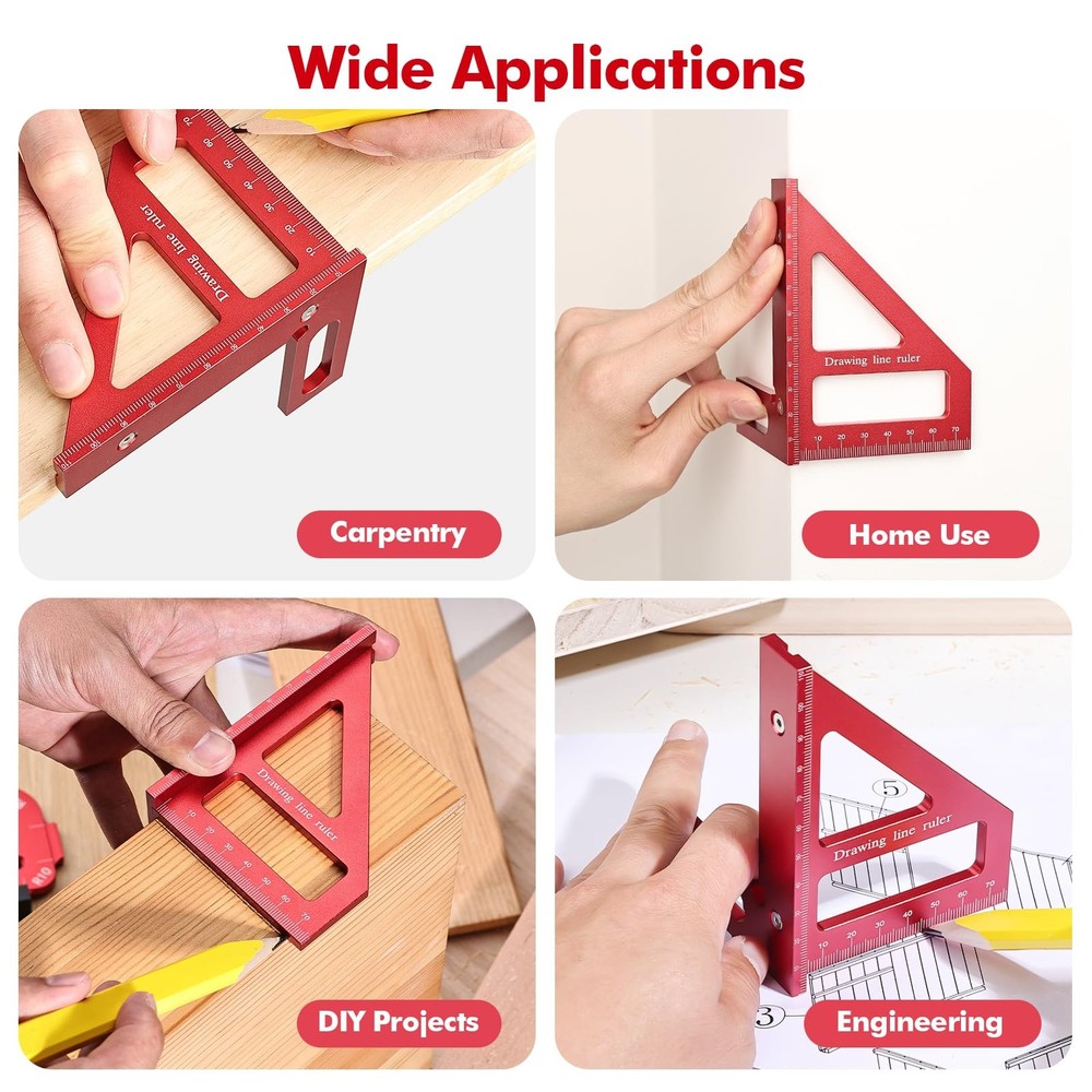Mini 3D Multi-Angle Measuring Ruler, Precision Metric 45/90 Degree Carpenter ...