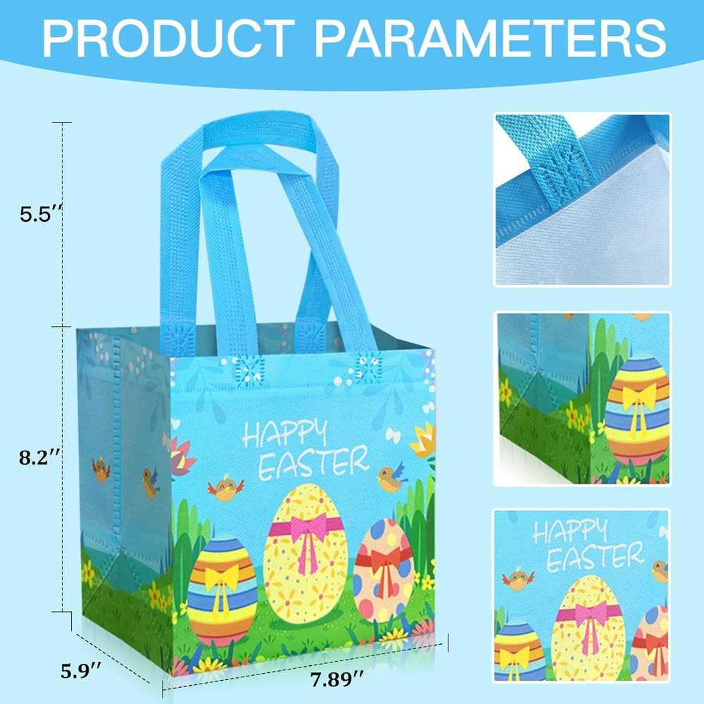 8 PCS Easter Gift Bags, Easter Baskets with Handle, Reusable Easter Treat Bags,
