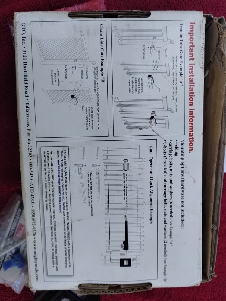 Mighty Mule Automatic Gate Lock for E-Z Gate And GTO/PRO NEW READ DESCRIPTION