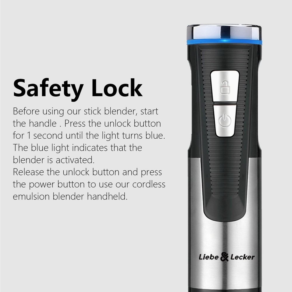 Cordless Hand Blender, Immersion Blender Handheld USB Rechargeable 8 Variable Sp