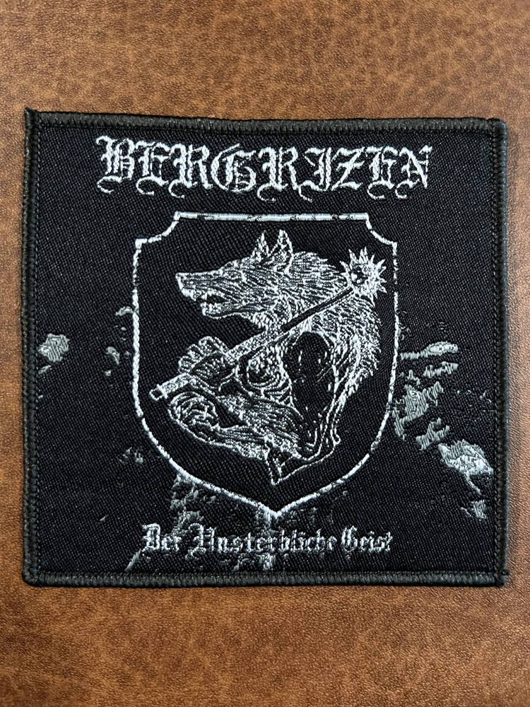 BERGRIZEN, SEW ON BLACK BORDER WOVEN PATCH