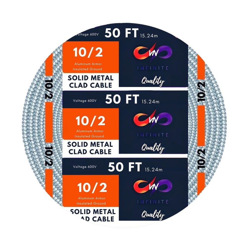 MC Cable 10/2 - Metal Clad - Aluminium Armor Solid Copper Conductor - Cable f...